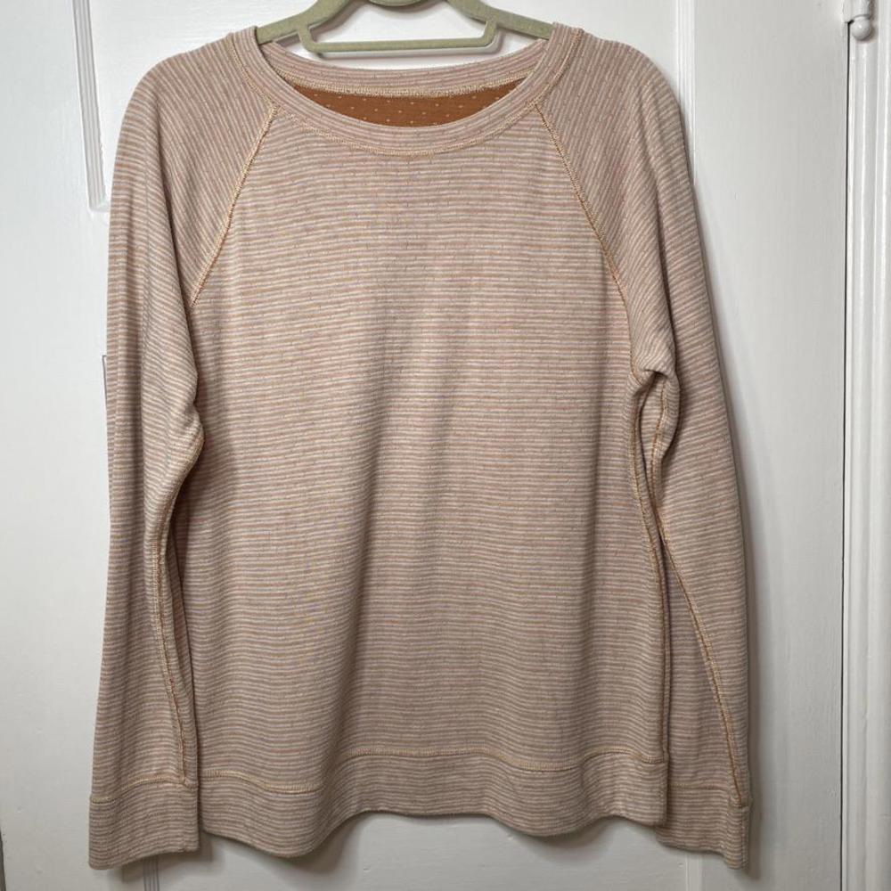 Cozy Reversible Long Sleeve Sweatshirt Orange Womens Large Casual Basics